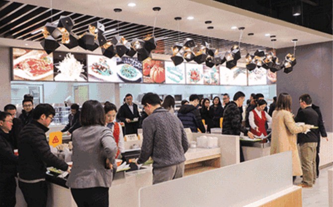 工廠食堂開餐現場圖片